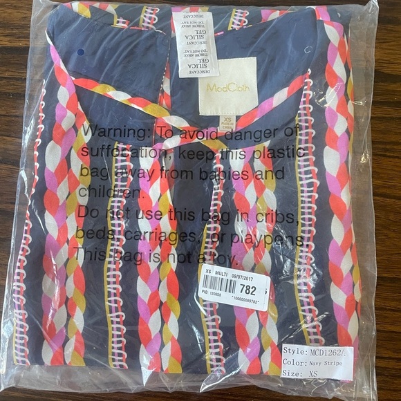 NWT, ModCloth, XS, navy blue and multicolor geometric rope pattern mini shift - Picture 9 of 9